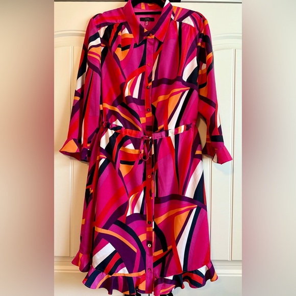 Trina Turk NAT Drawstring Shirt Dress Sz XL EUC! - Picture 2 of 4